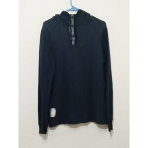 Black Jack Men's Pull Over Top Long Sleeve With Hoodie Black Size Medium